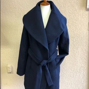 Haute Edition shawl wrap coat navy blue NWT